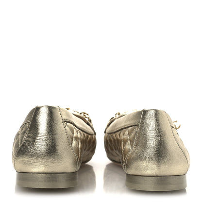Chanel Metallic Lambskin Quilted Womens Chain CC Loafers 39.5 Gold 6 of 11
