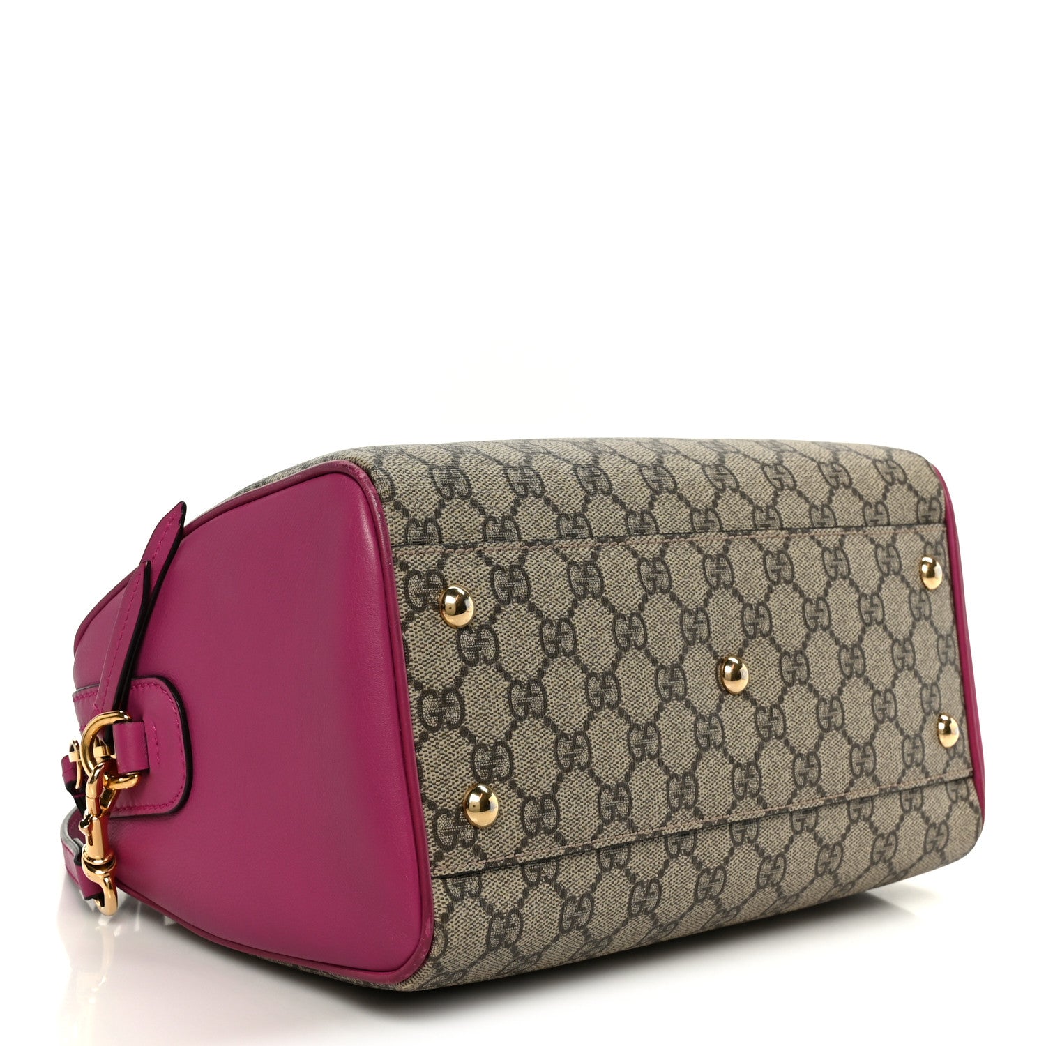 Gucci GG Supreme Monogram Moon Calfskin Small Boston Beige Ebony Hibiscus Red New Rosette 4 of 11