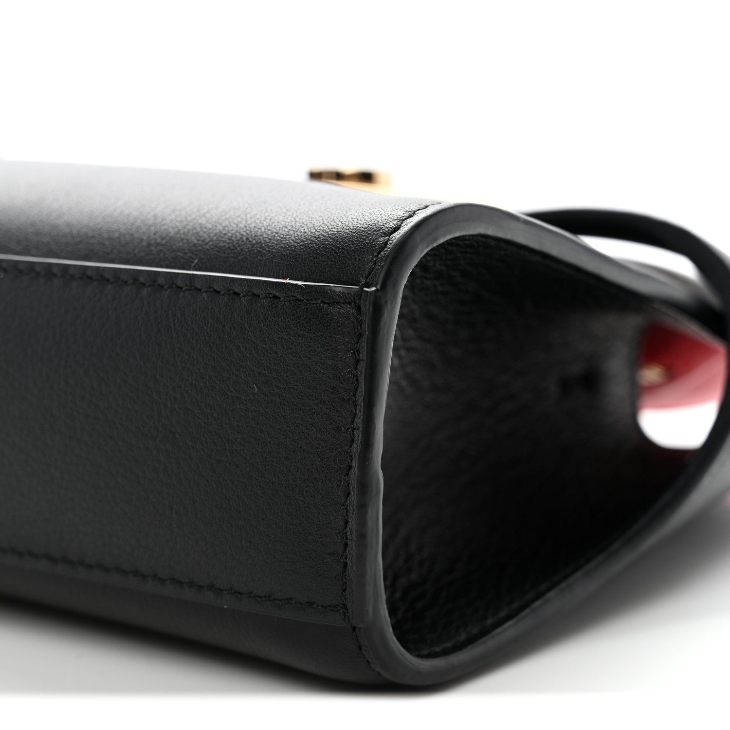 Salvatore Ferragamo Calfskin Mini Hug Crossbody Bag Black Flame Red 10 of 10
