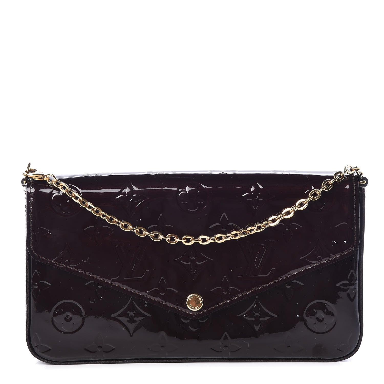 Louis Vuitton Vernis Pochette Felicie Chain Wallet Amarante 1 of 12