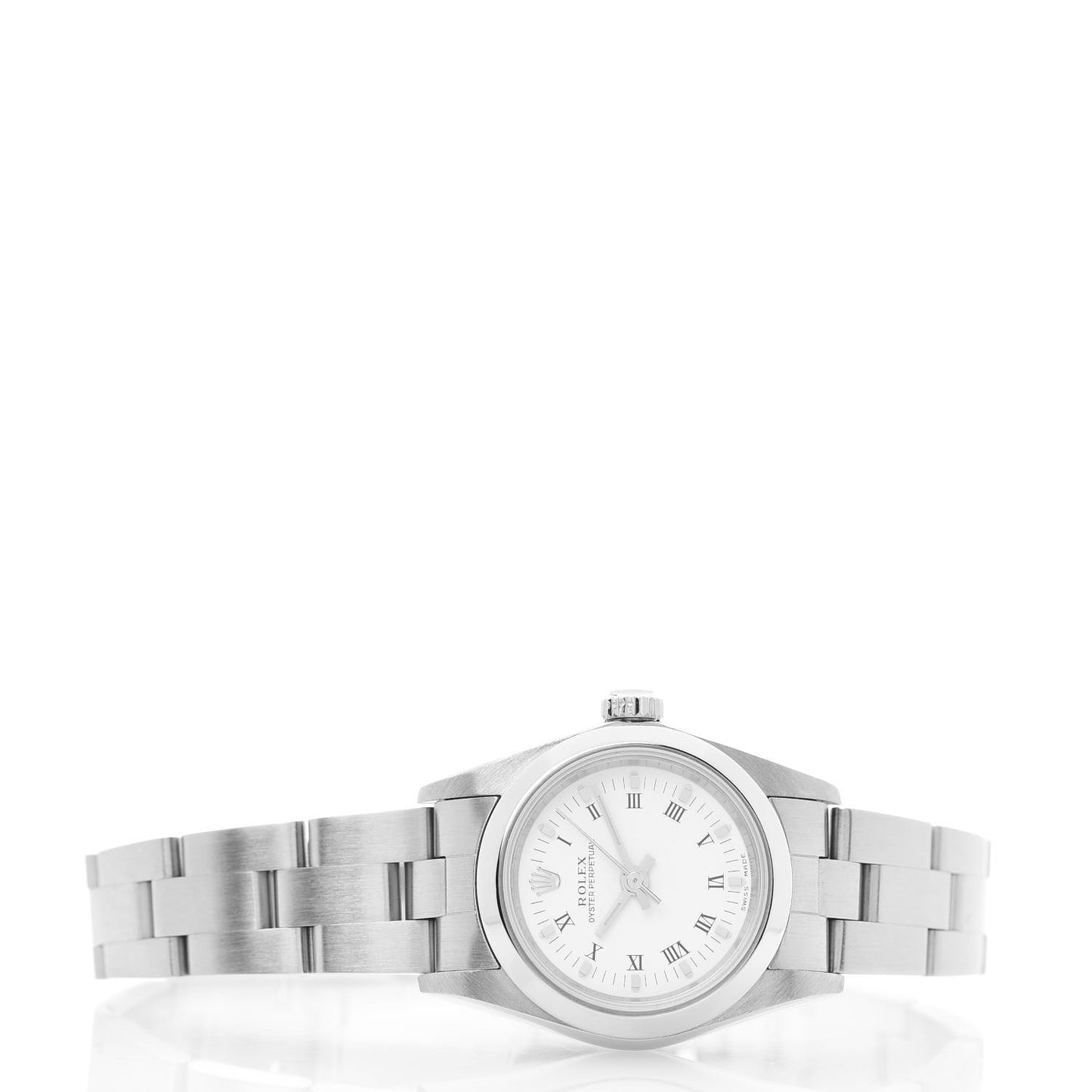 Stainless Steel 24mm Oyster Perpetual Watch White Roman 76080
