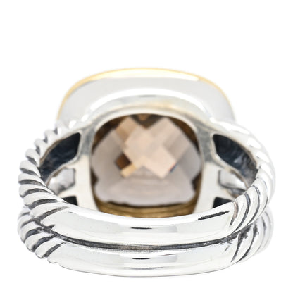 David Yurman Sterling Silver 18K Yellow Gold Diamond Smoky Quartz 11mm Albion Ring 55 7.25 3 of 4
