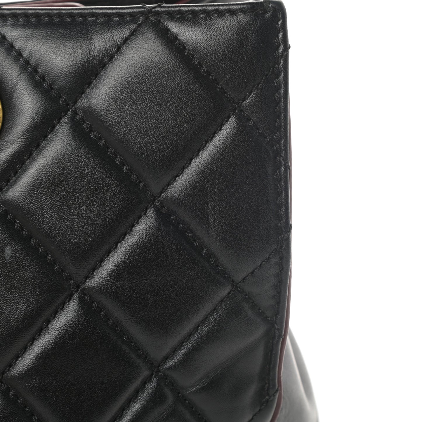 Calfskin Quilted Large Shopping Tote Black