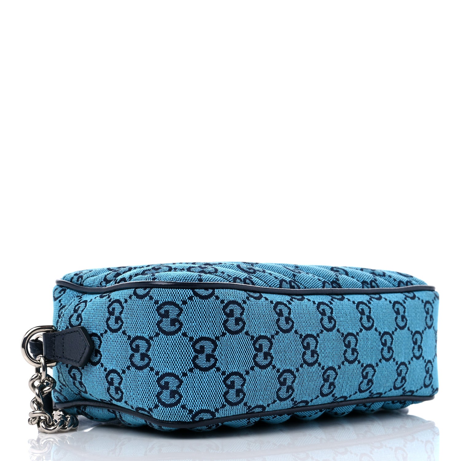 Gucci Monogram Multicolor Matelasse Diagonal Small GG Marmont Chain Shoulder Bag Light Blue 4 of 10