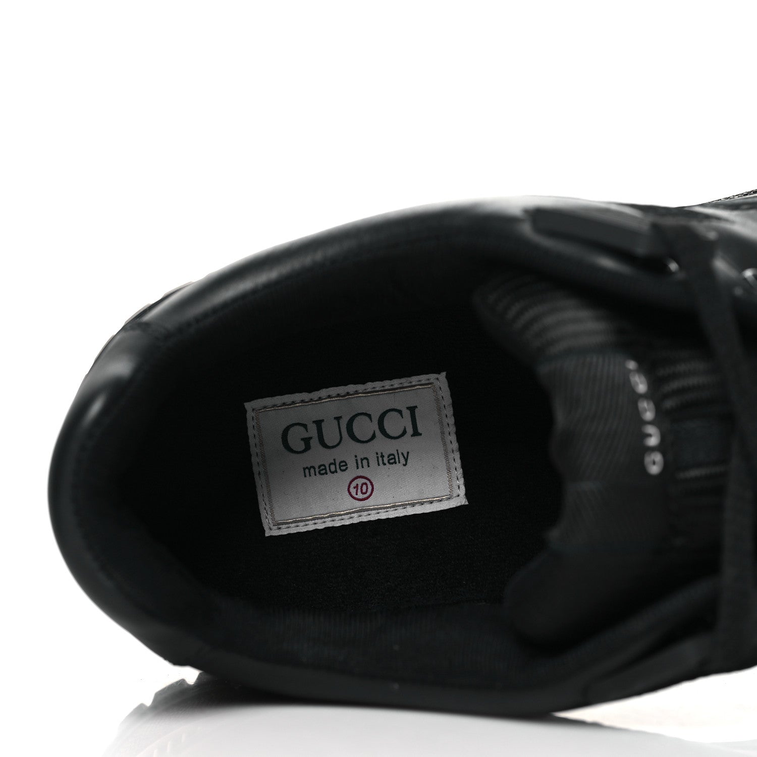 Gucci Calfskin Miro Soft Perforated Technical Jersey Knit Mens Jones Sneakers 10 Black 7 of 9