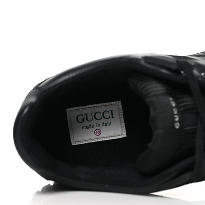 Gucci Calfskin Miro Soft Perforated Technical Jersey Knit Mens Jones Sneakers 10 Black 7 of 9