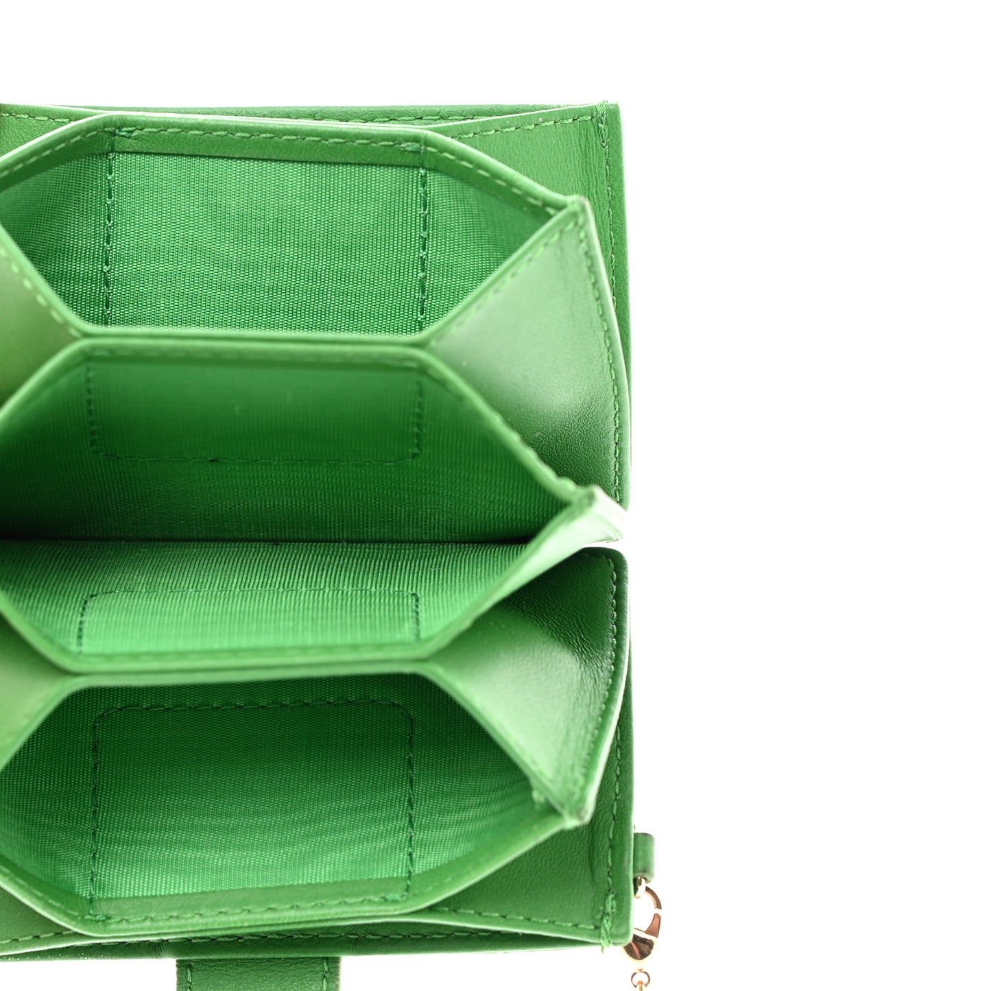 Lambskin Cannage Lady Dior 5-Gusset Card Holder Bright Green