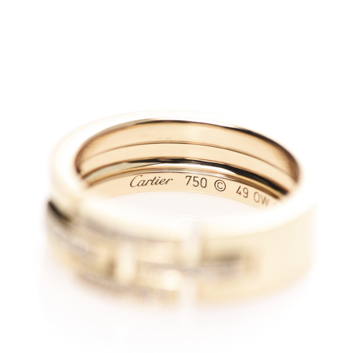 18K Yellow Gold Diamond Maillon Panthere Band Ring 49 5