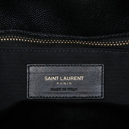 Saint Laurent Grain De Poudre Matelasse Chevron Monogram Shopping Bag Black 6 of 6