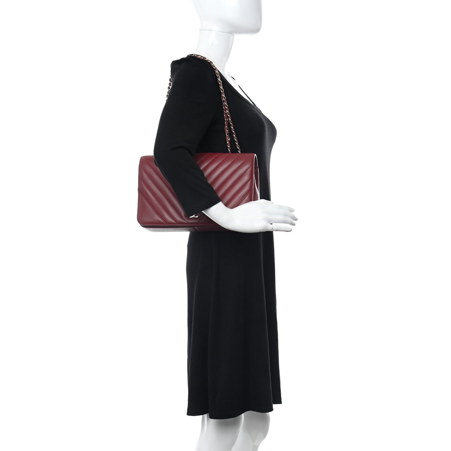 Chanel Calfskin Chevron Quilted Large Statement Flap Red 2 of 11