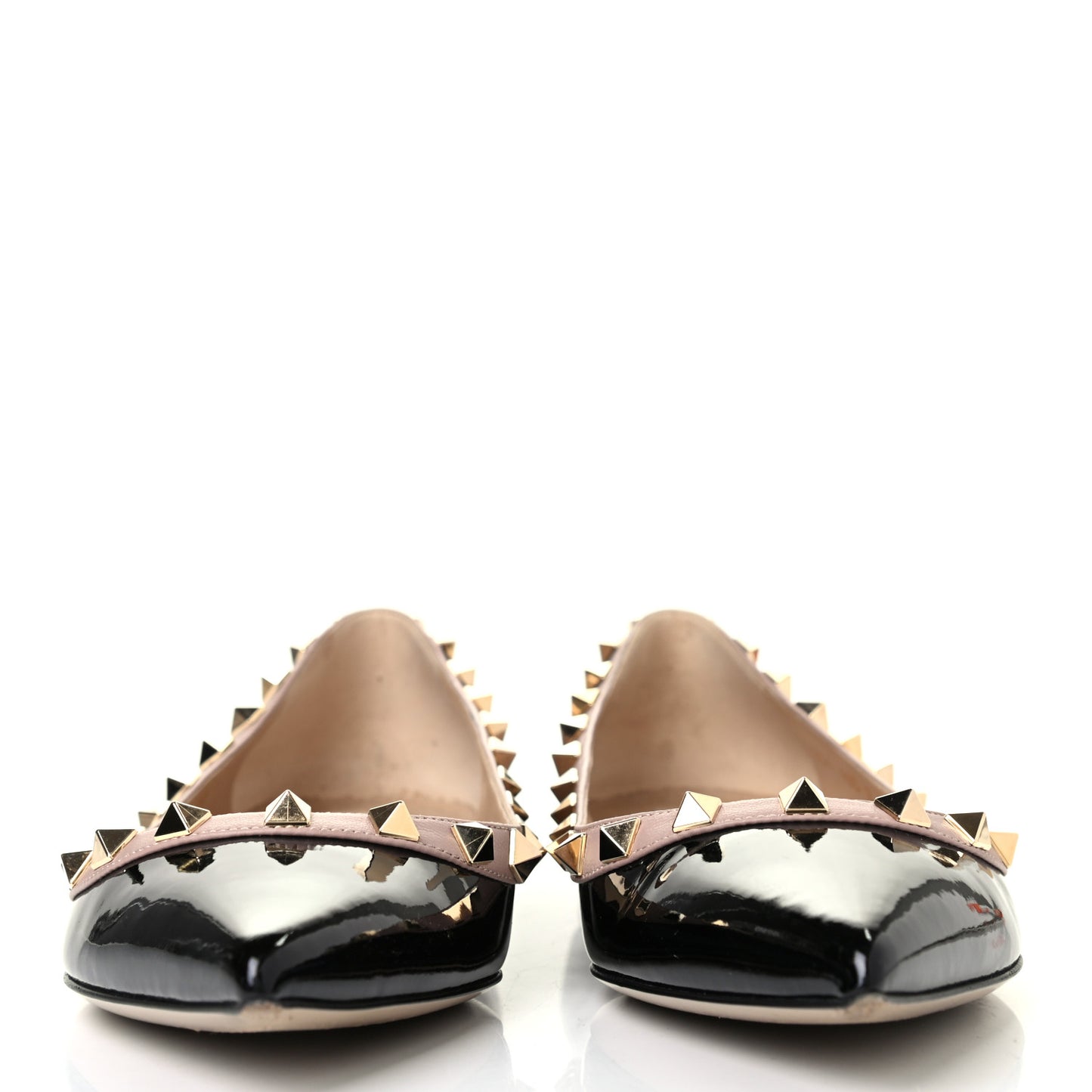 Patent Nappa Rockstud Ballerina Flats 36.5 Black Poudre