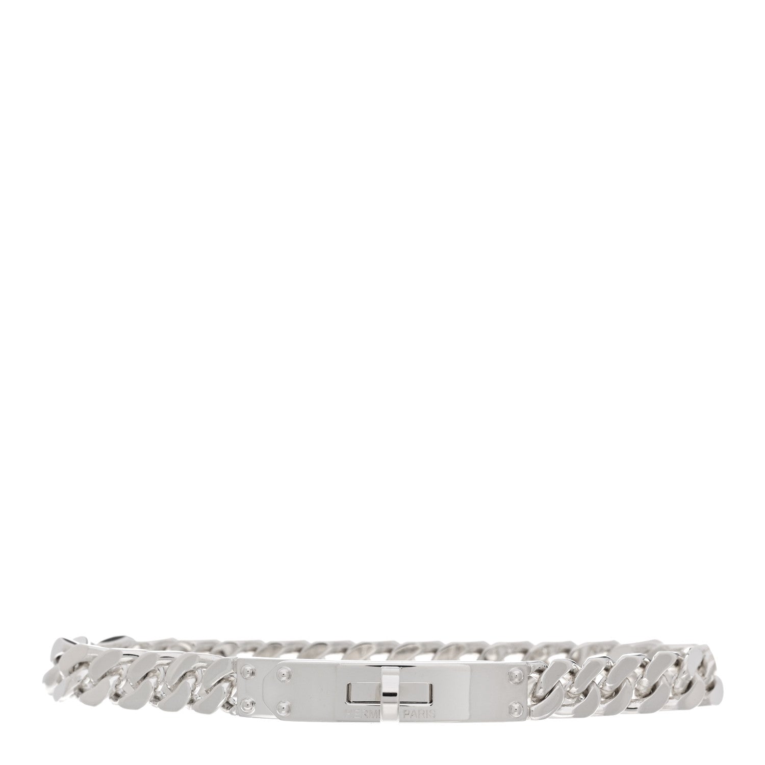 Hermes Sterling Silver TPM Kelly Gourmette Bracelet SH 1 of 3