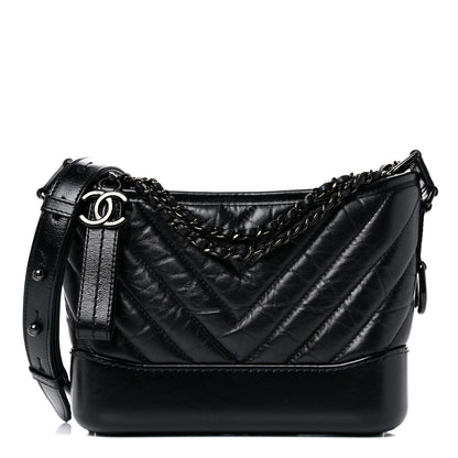 Chanel Aged Calfskin Chevron Quilted Small Gabrielle Hobo So Black 1 of 11