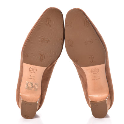 Chanel Suede CC Cap Toe Pumps 35.5 Brown 7 of 13