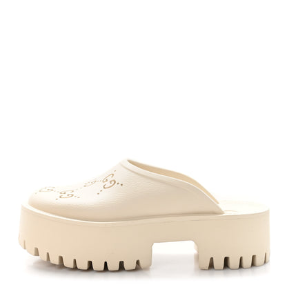 Gucci Rubber GG Monogram Perforated Elea Platform 55mm Lug Sole Sandals 36 Mystic White 1 of 9