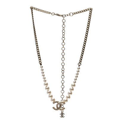 Chanel Pearl Crystal CC Necklace Gold 3 of 6