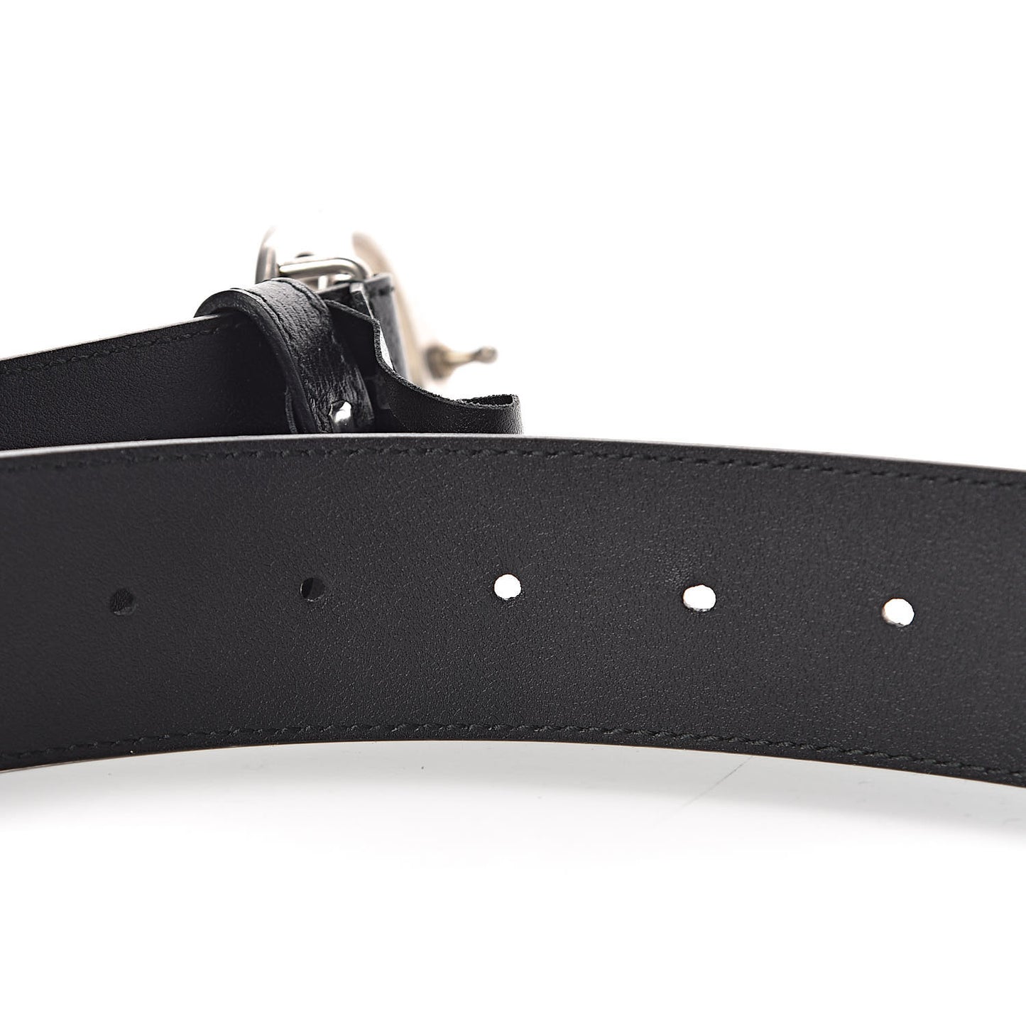 Textured Dollar Calfskin Nickel Double G 40mm Belt 95 38 Black