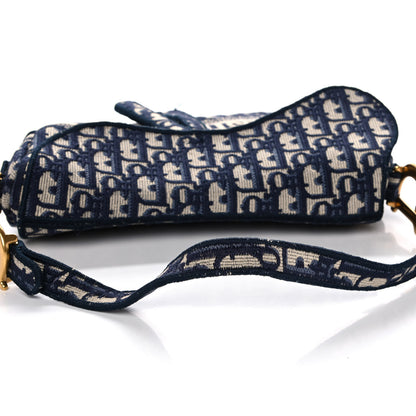 Christian Dior Oblique Embroidered Saddle Bag Blue 11 of 12