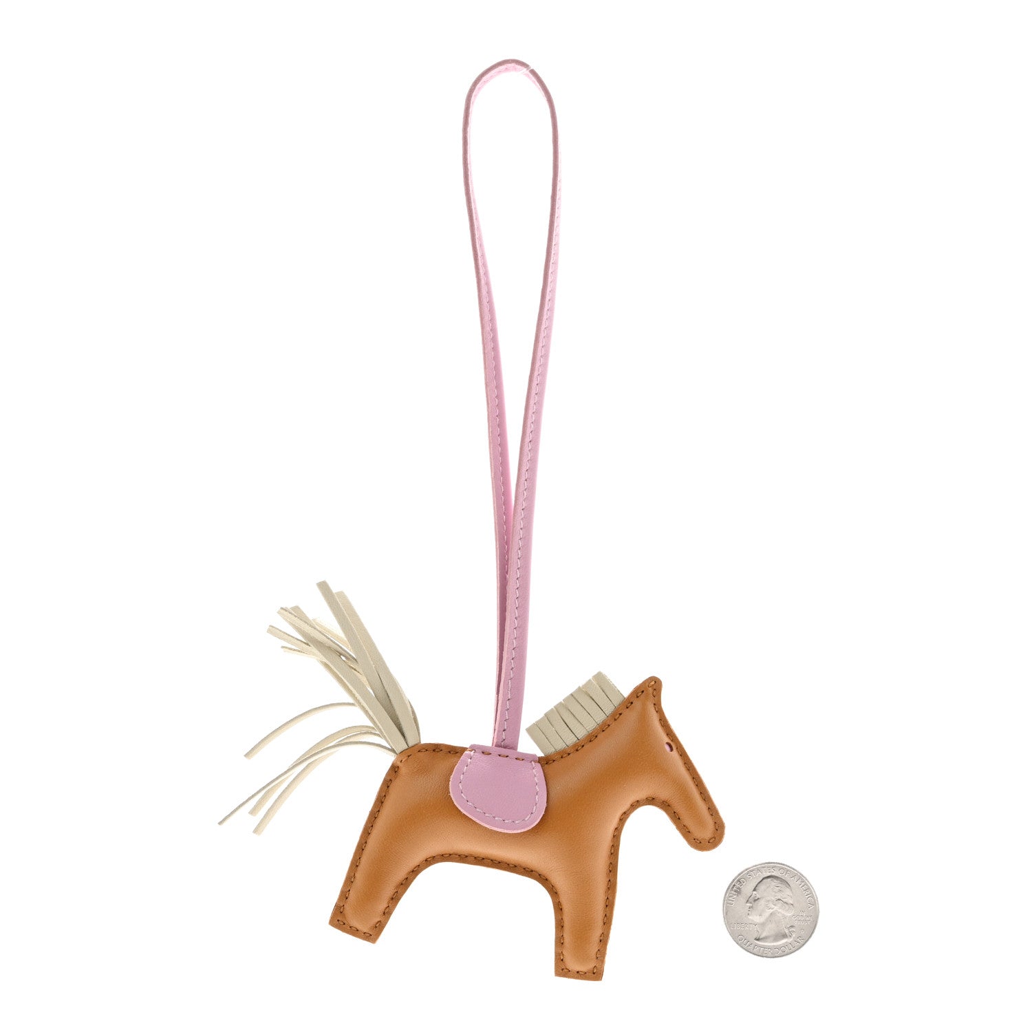 Hermes Milo Lambskin Grigri Rodeo Horse Bag Charm PM Sesame Mauve Sylvestre Craie 2 of 4