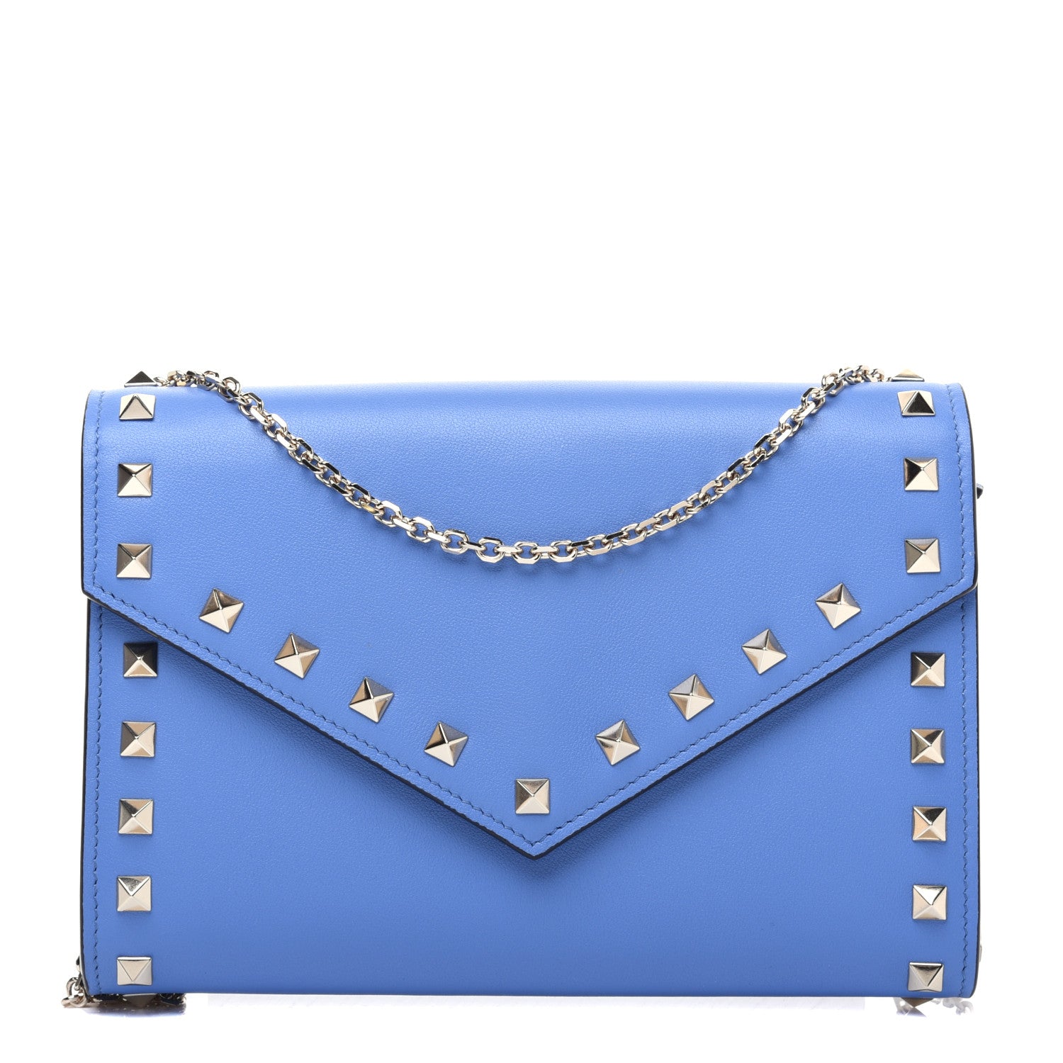 Valentino Garavani Vitello Rockstud Envelope Wallet on Chain Angel 1 of 11