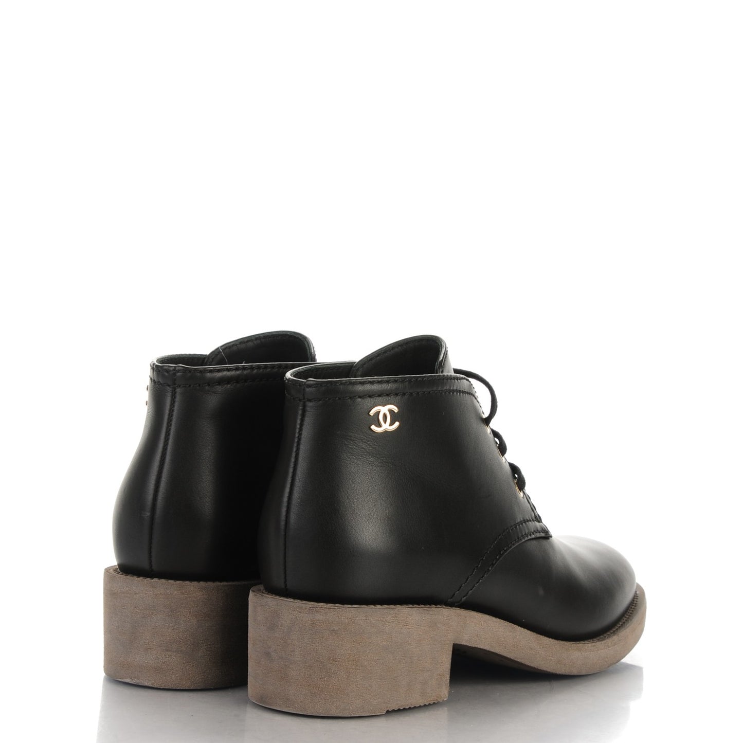 Calfskin Lace Up CC Boots 40 Black