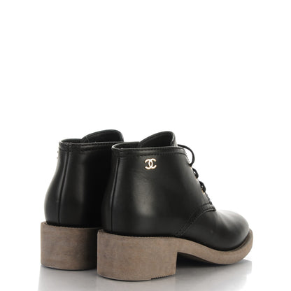 Chanel Calfskin Lace Up CC Boots 40 Black 4 of 8