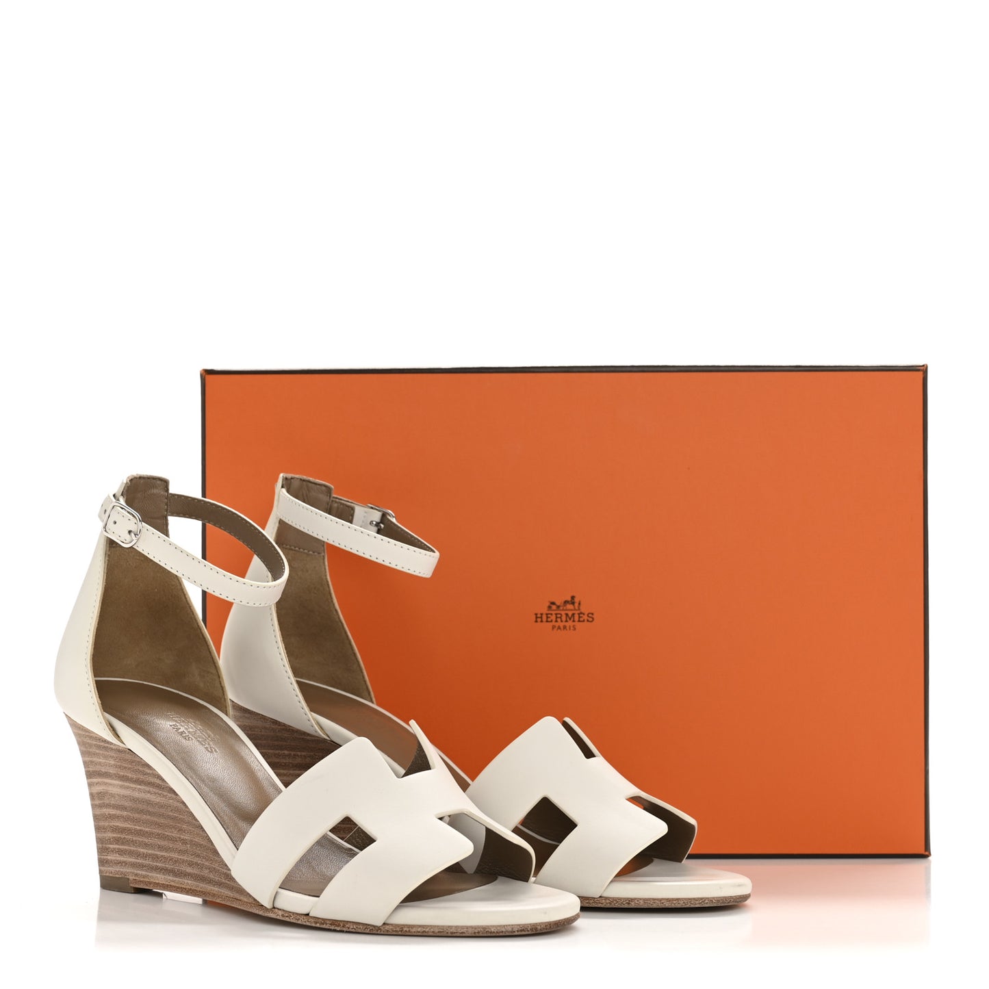 Calfskin Legend Wedge Sandals 37 White