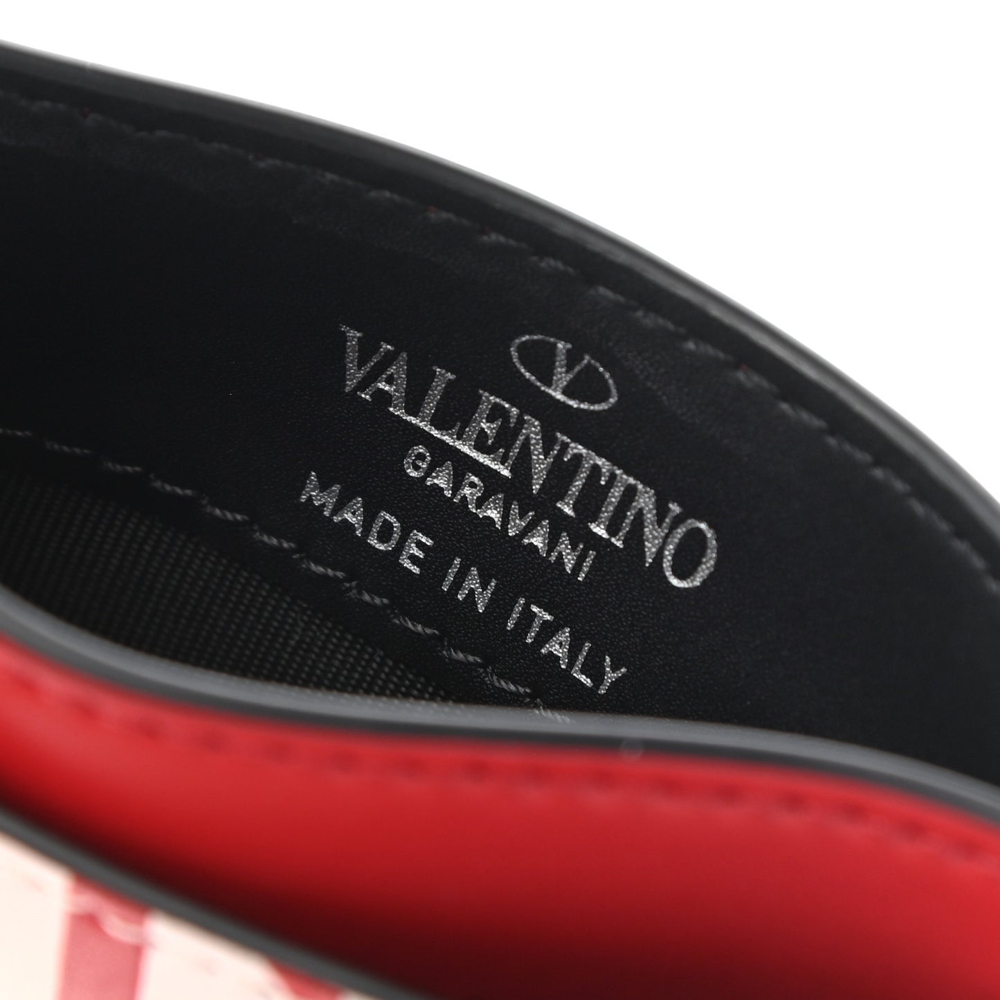 Calfskin VLTN Times Card Holder Red White