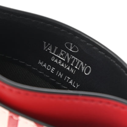 Valentino Garavani Calfskin VLTN Times Card Holder Red White 6 of 7