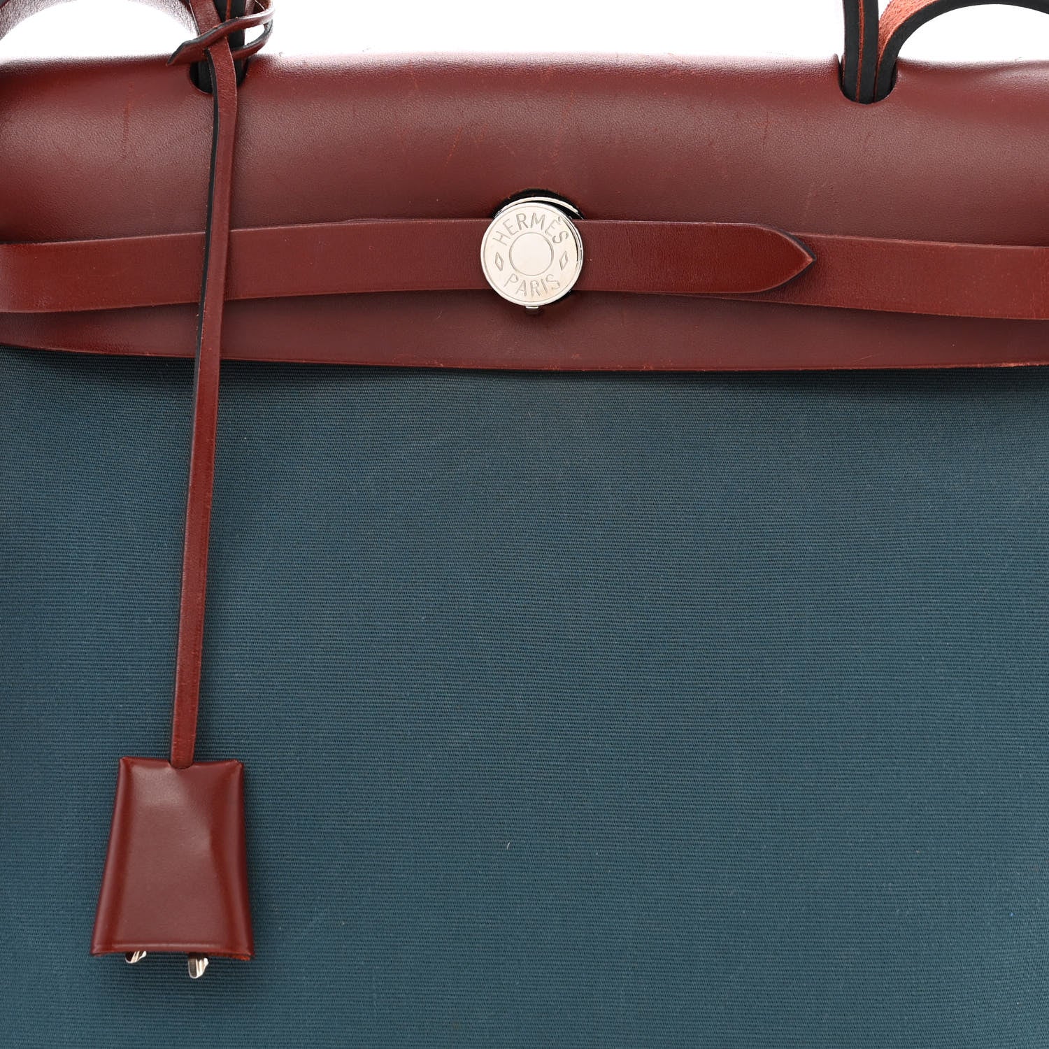 Hermes Vache Hunter Toile Militaire Herbag Zip 31 PM Bleu Agate Rouge H 10 of 15