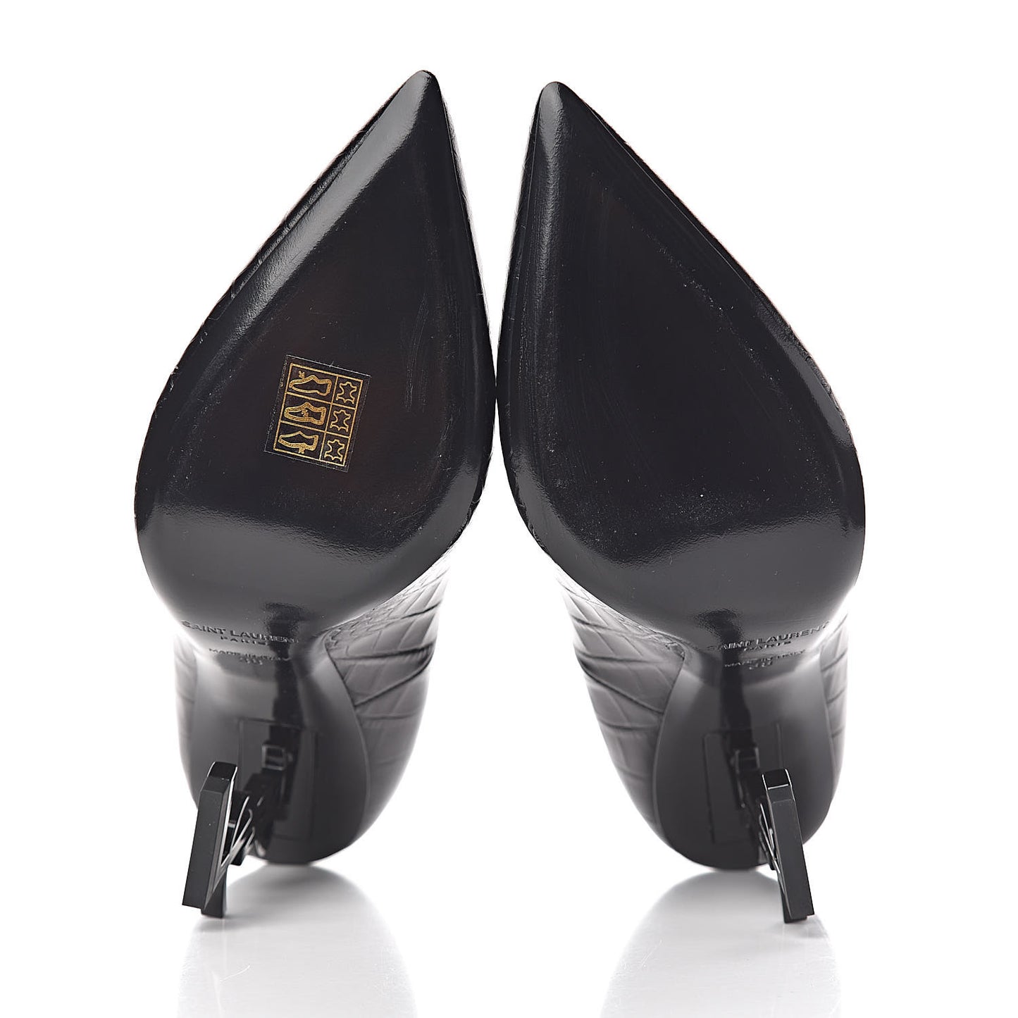 Calfskin Crocodile Embossed Opyum 110 Pumps 38 Black