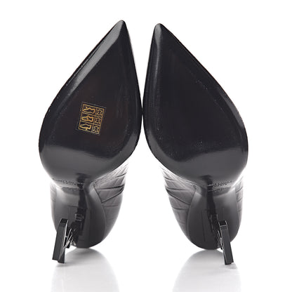 Saint Laurent Calfskin Crocodile Embossed Opyum 110 Pumps 38 Black 5 of 8