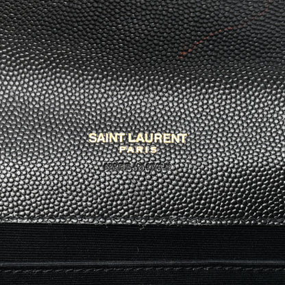 Saint Laurent Grain De Poudre Matelasse Chevron Monogram Envelope Clutch Black 7 of 10
