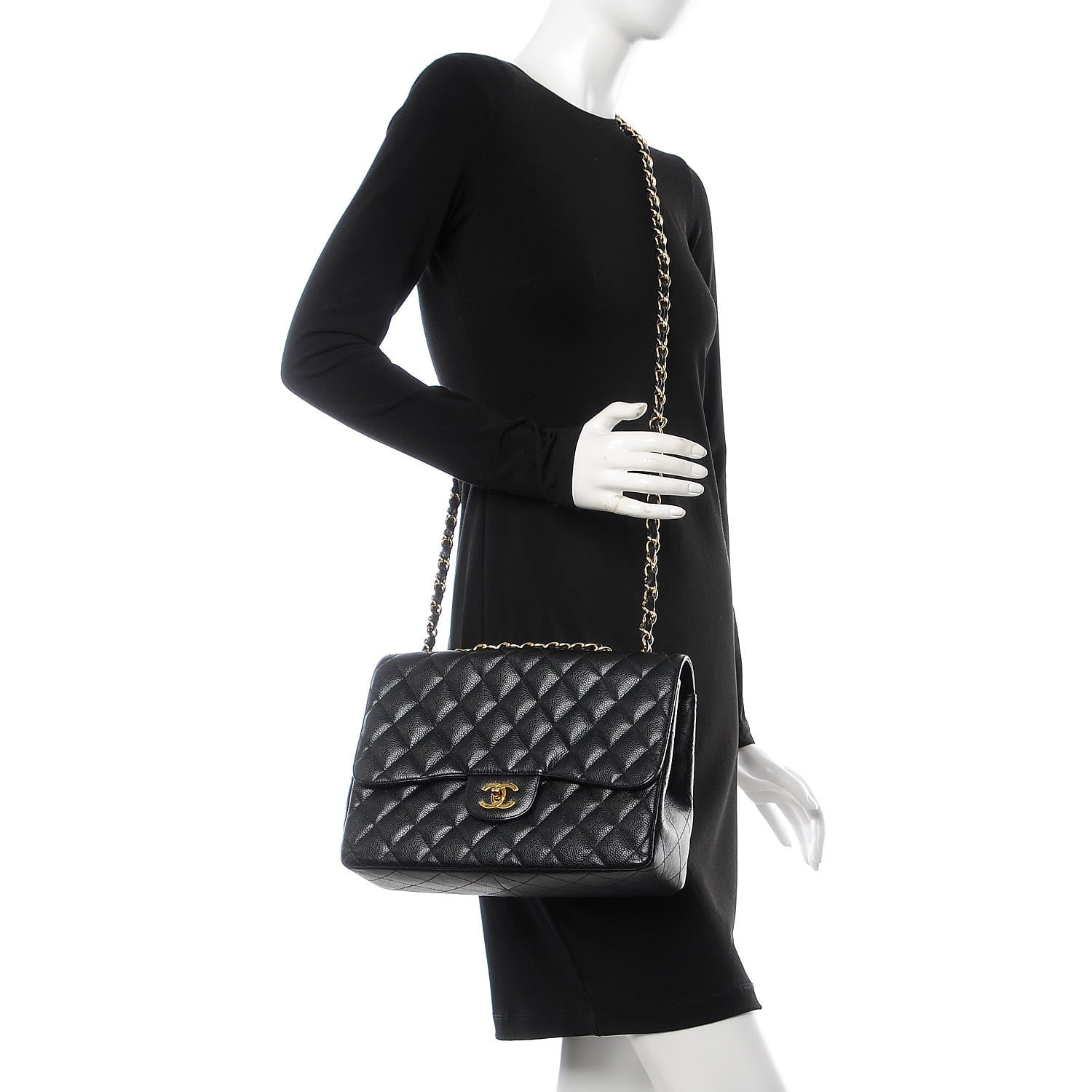 Chanel Caviar Quilted Jumbo Single Flap Black 2 of 10