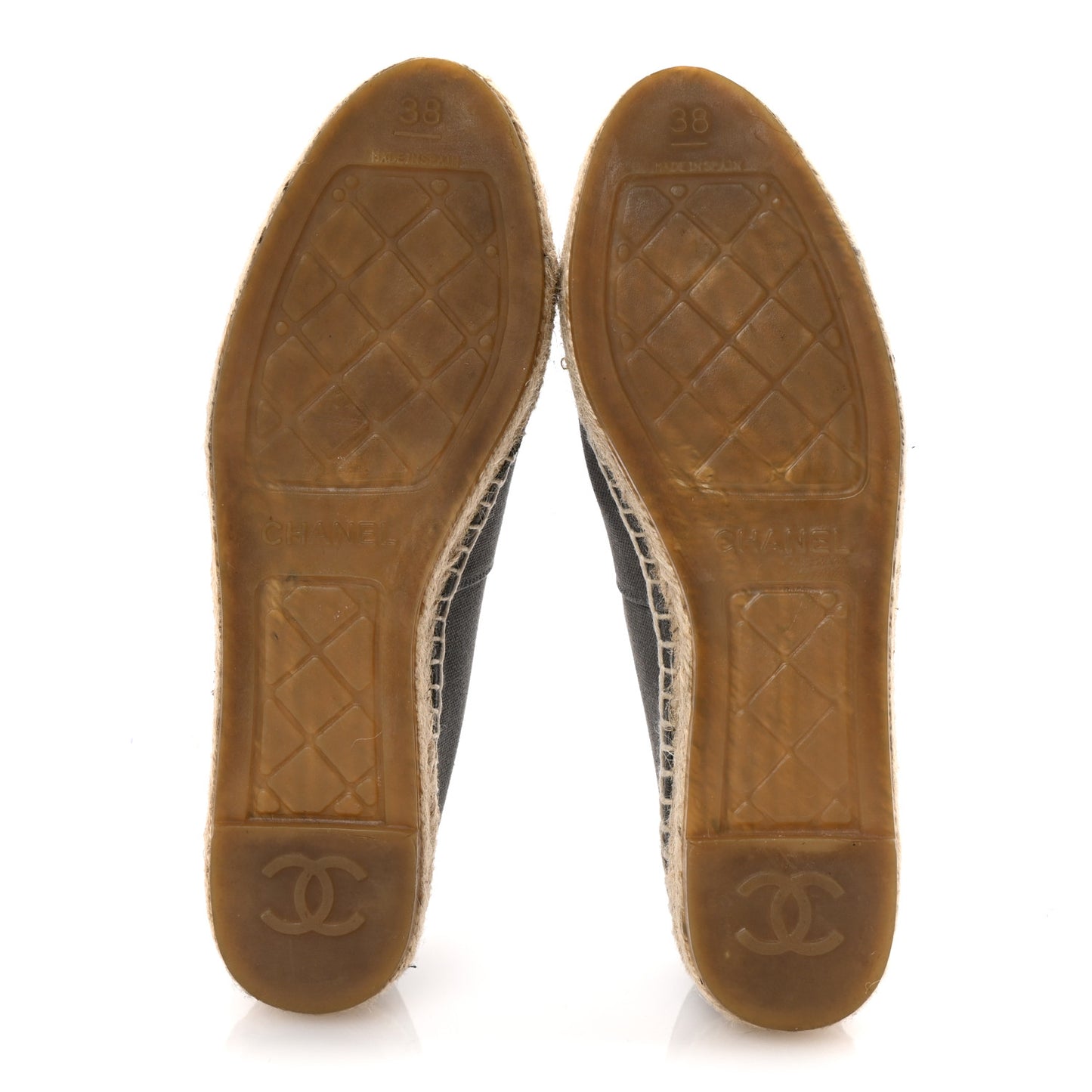Canvas Grosgrain CC Espadrilles 38 Grey Black