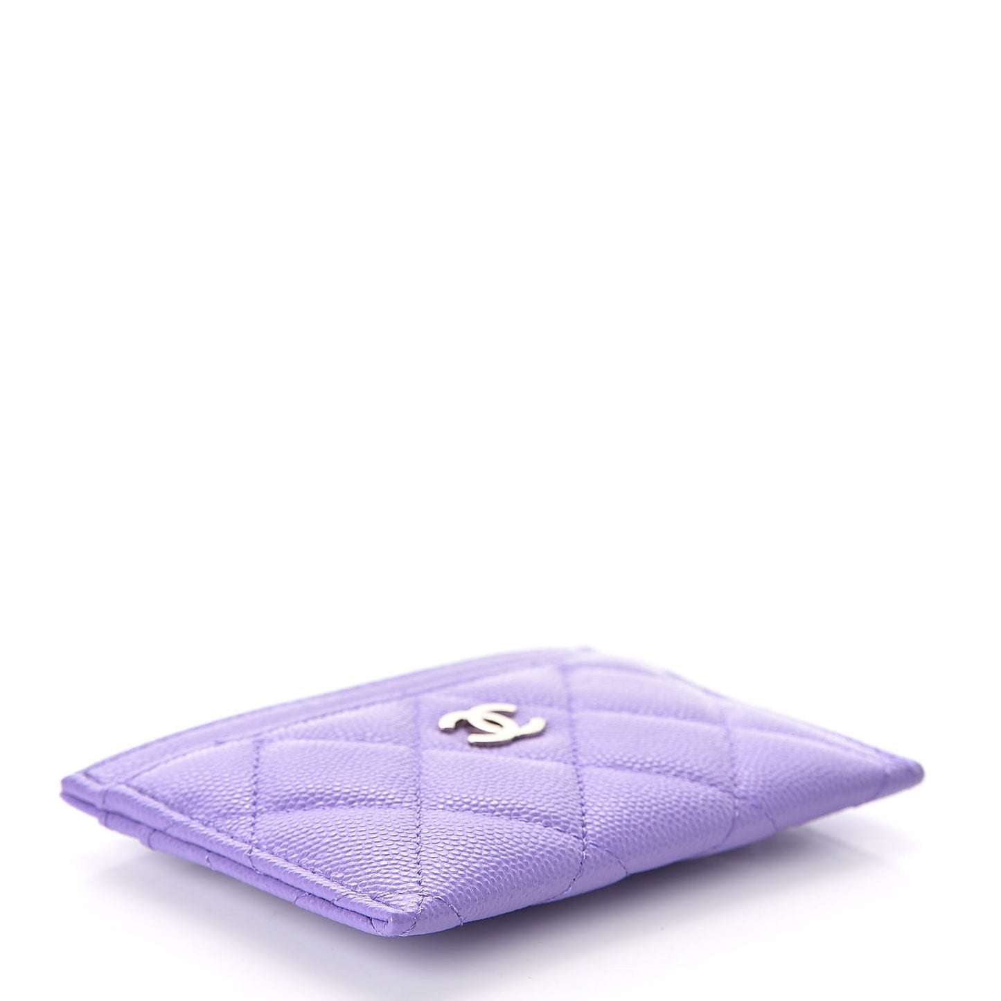 Caviar Quilted Card Holder Purple