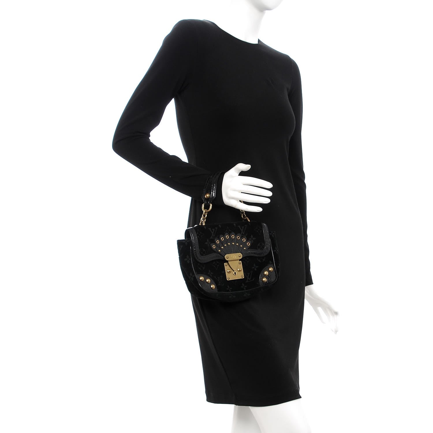 Louis Vuitton Monogram Velours Alligator Irvine Black 2 of 6