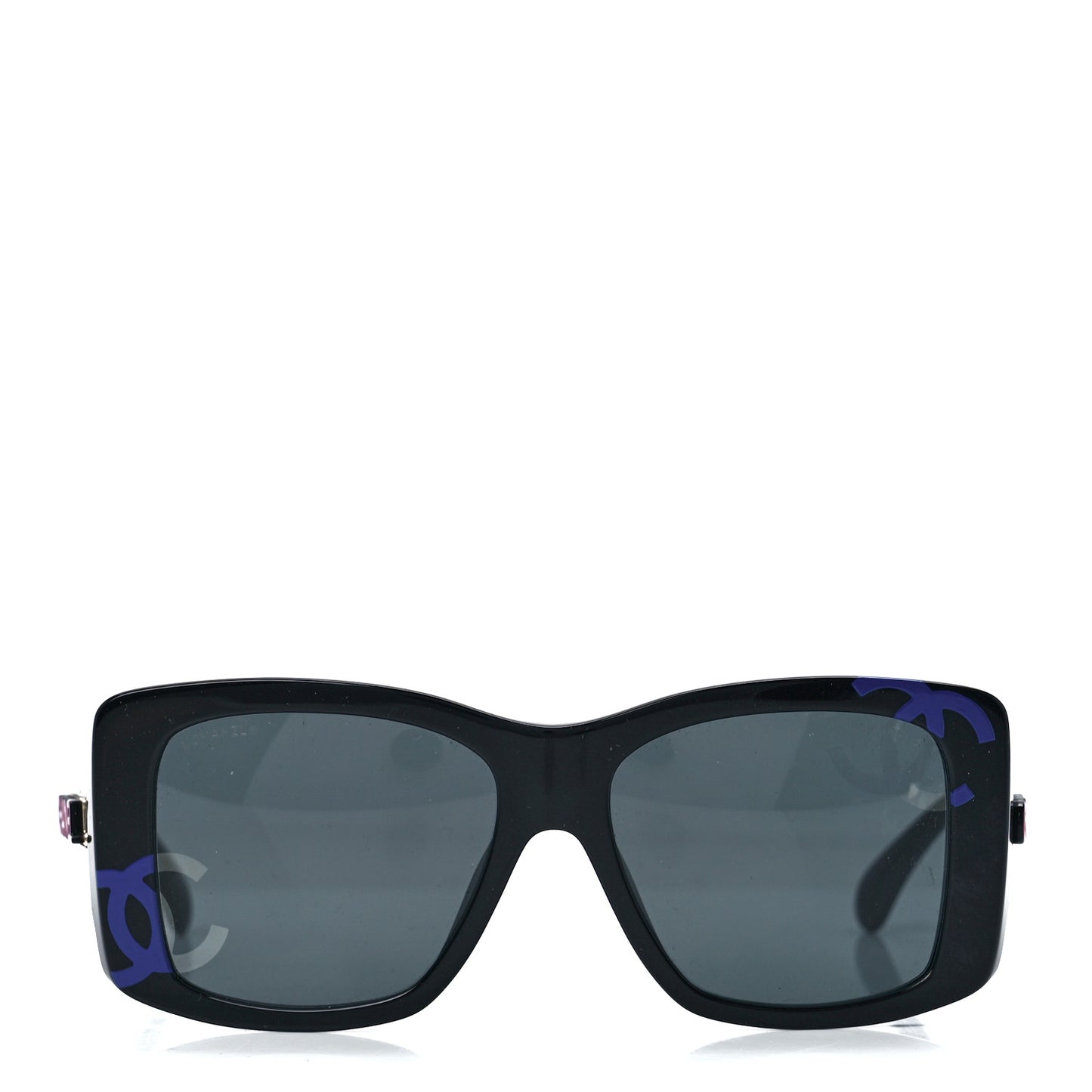 Acetate CC Logo Square Sunglasses 71472A Black Multicolor