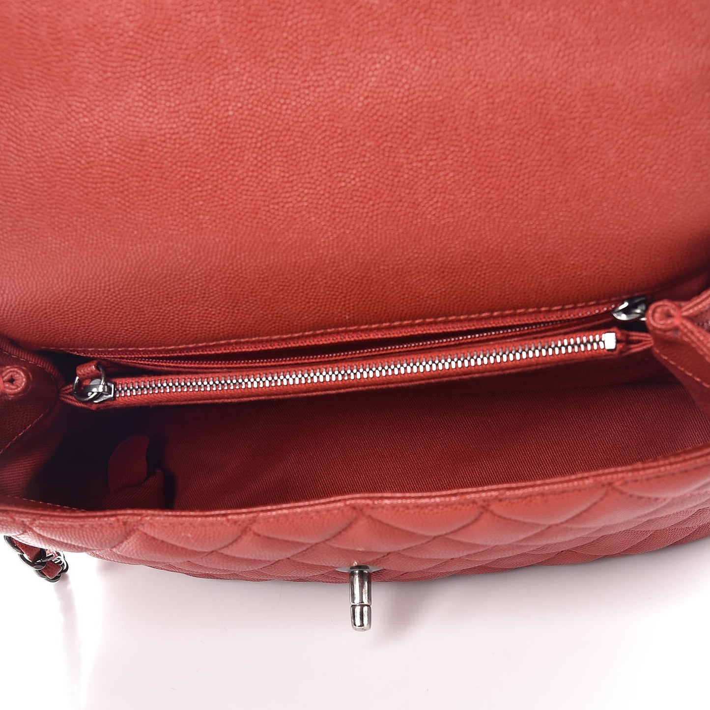 Caviar Quilted Small Coco Handle Flap Dark Red