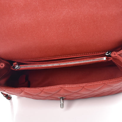 Chanel Caviar Quilted Small Coco Handle Flap Dark Red 6 of 11