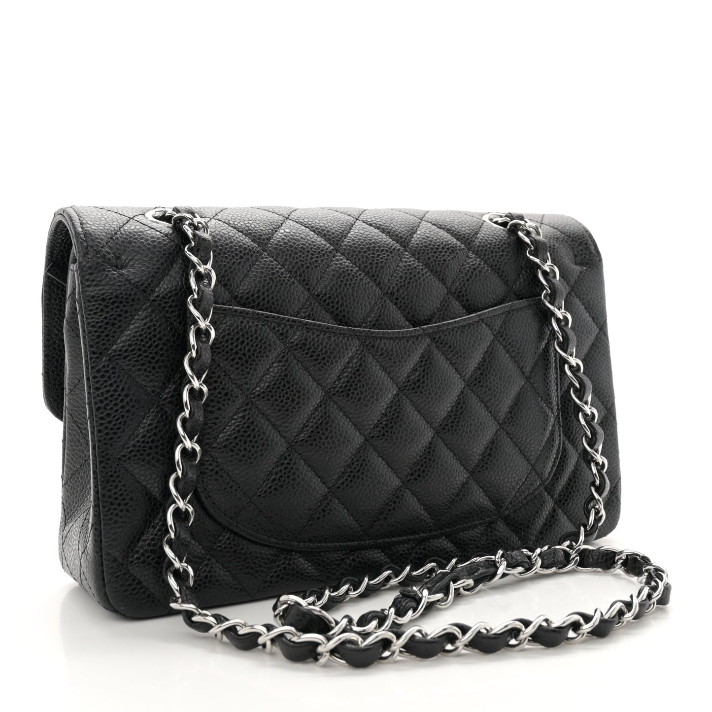 Caviar Quilted Small Double Flap Black