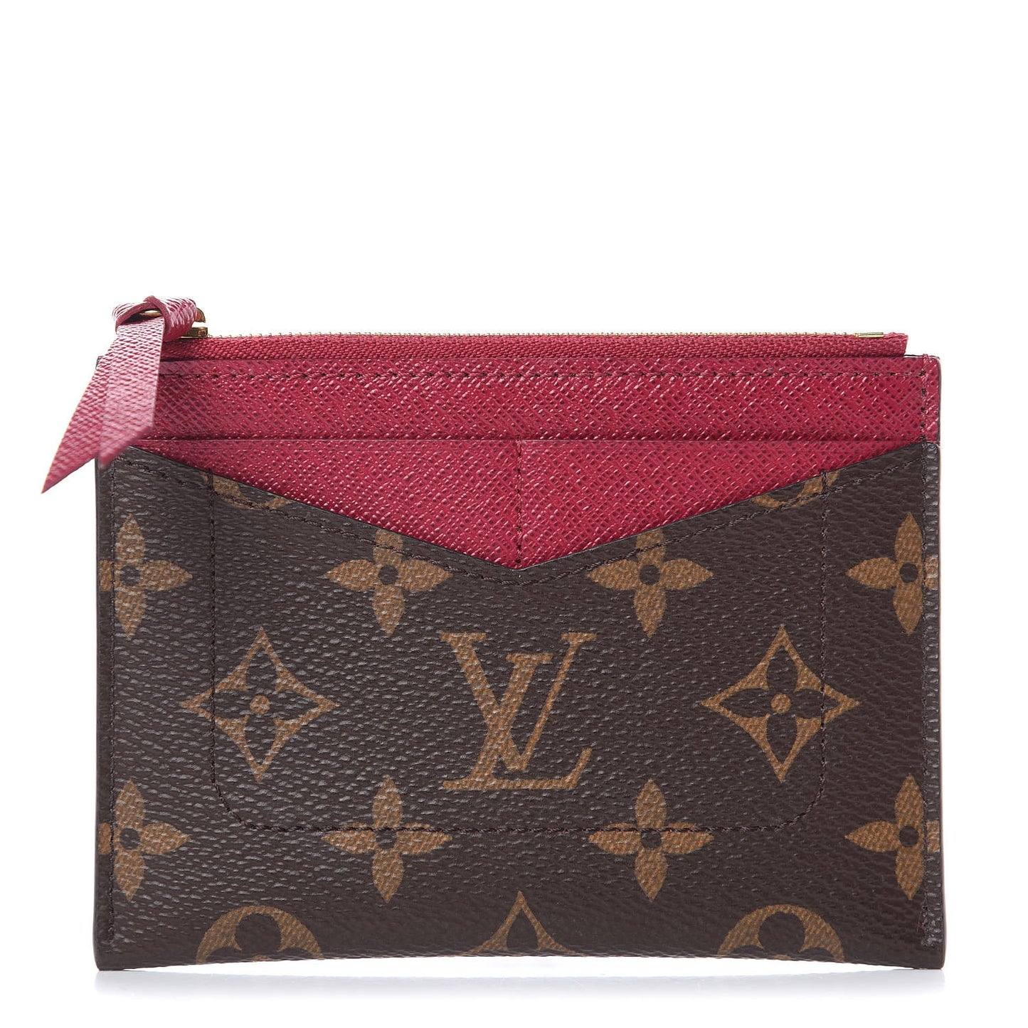Monogram Zipped Card Holder Fuchsia