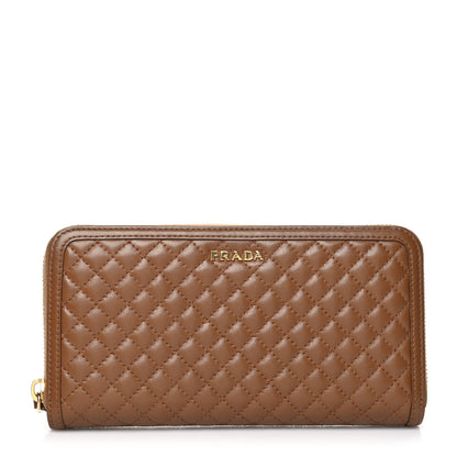 Prada Soft Calf Quilted Zip Around Wallet Cannella 1 of 9