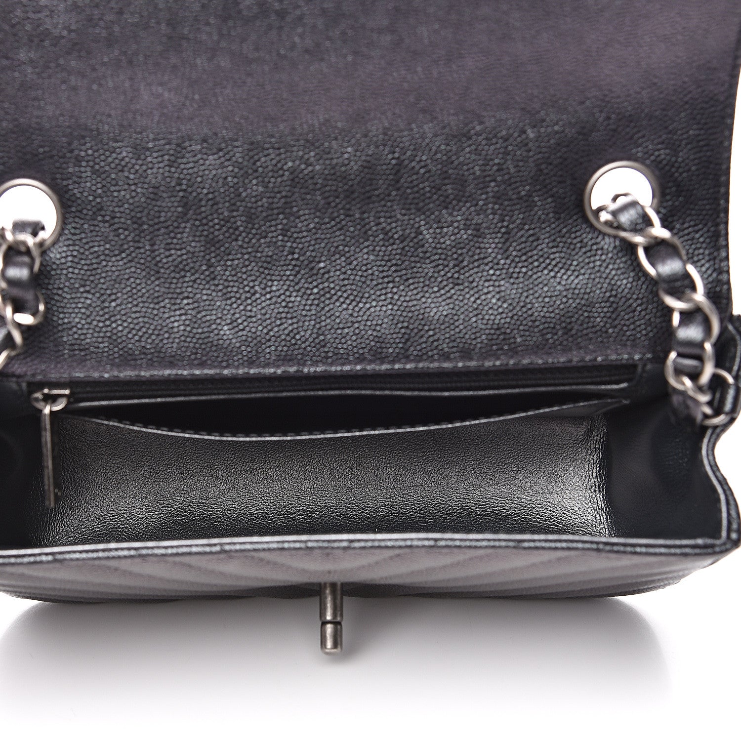 Chanel Iridescent Caviar Chevron Quilted Mini Rectangular Flap Black 4 of 10