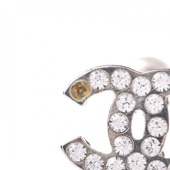 Chanel Crystal CC Earrings Silver 3 of 5