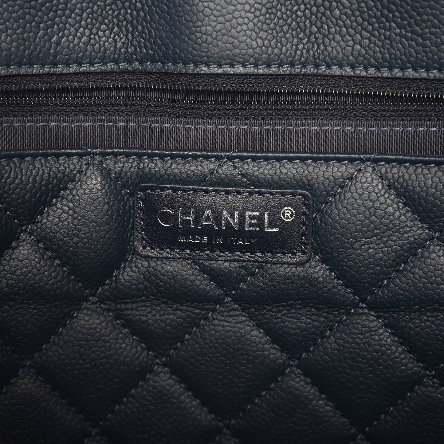 Caviar Quilted Large CC Box Shopping Tote Navy