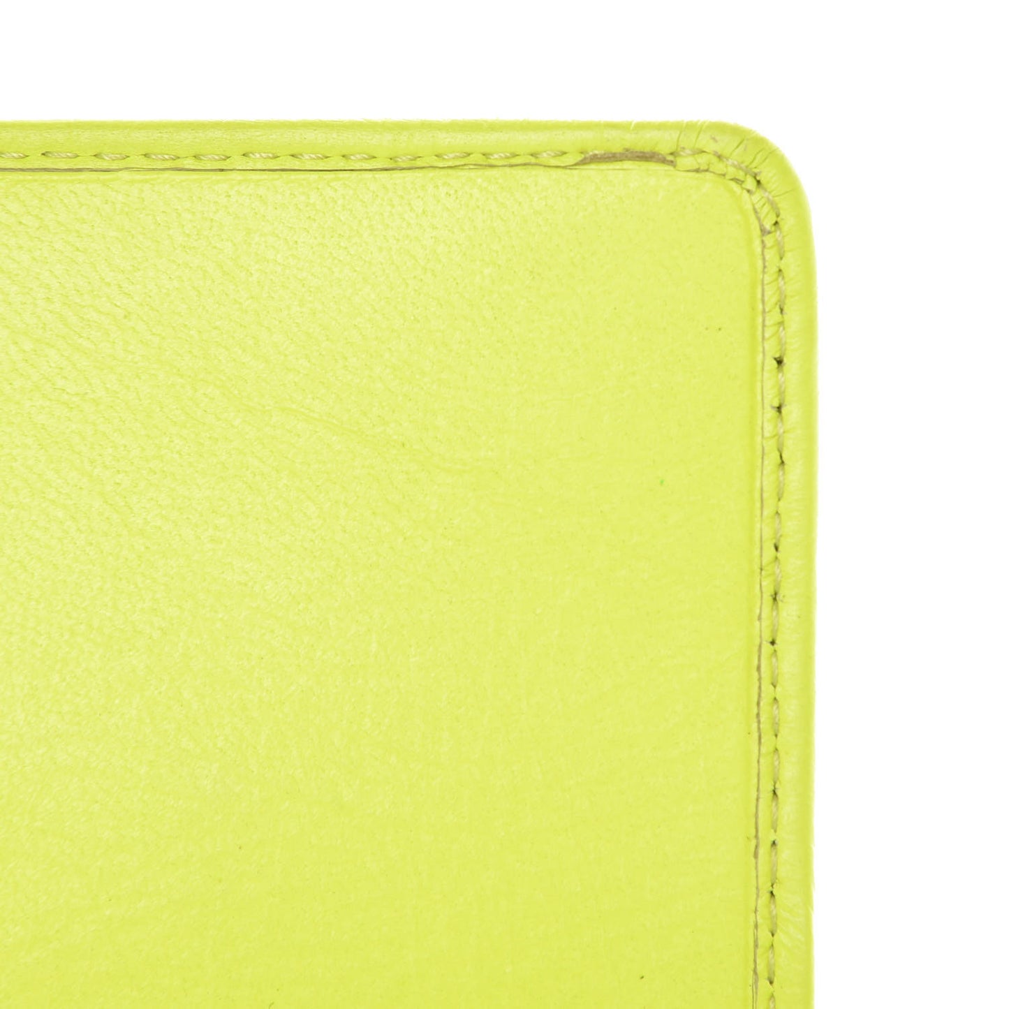 Agneau Classic Silver Hardware Money Wallet Jaune Fluo