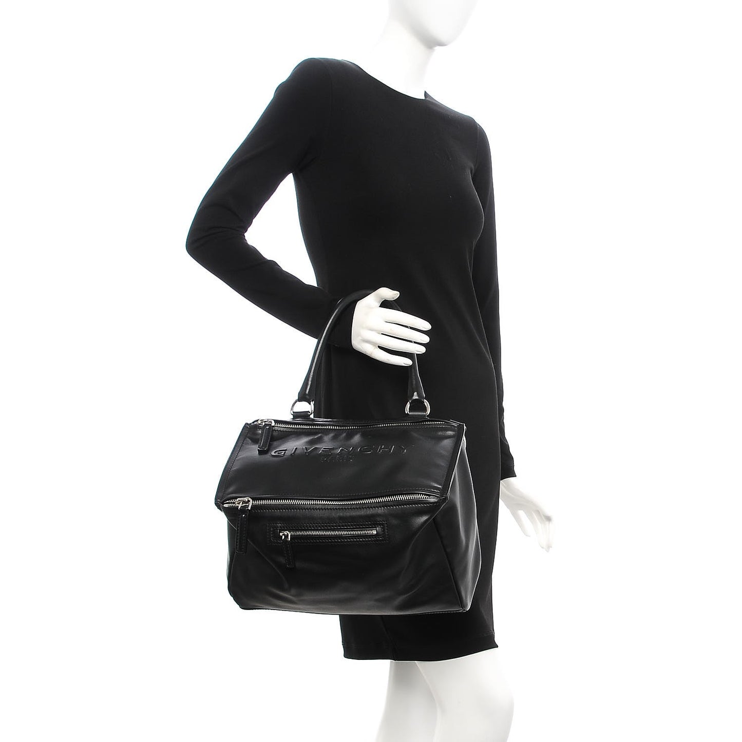 Calfskin Logo Embossed Medium Pandora Black