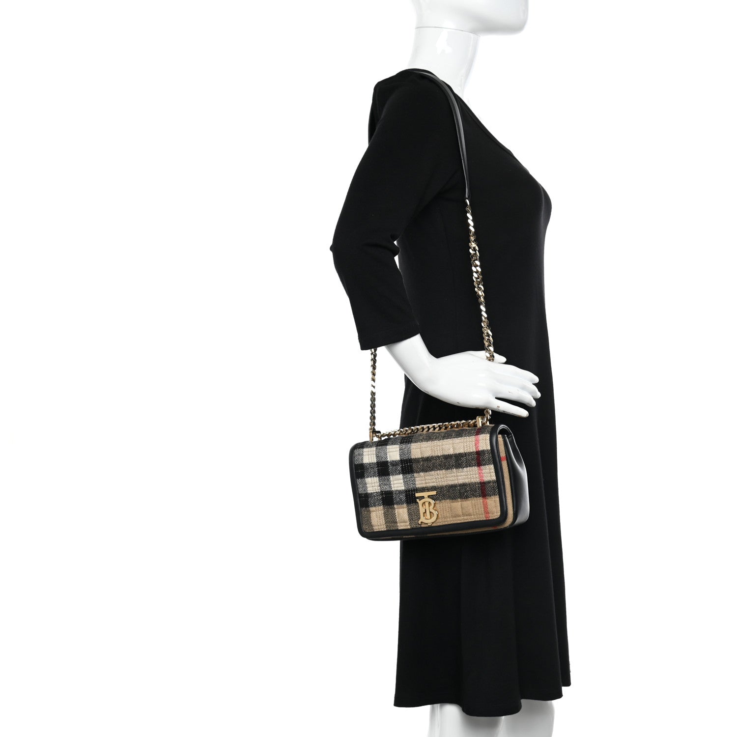 Burberry Check Cashmere Small Lola Bag Black 2 of 10