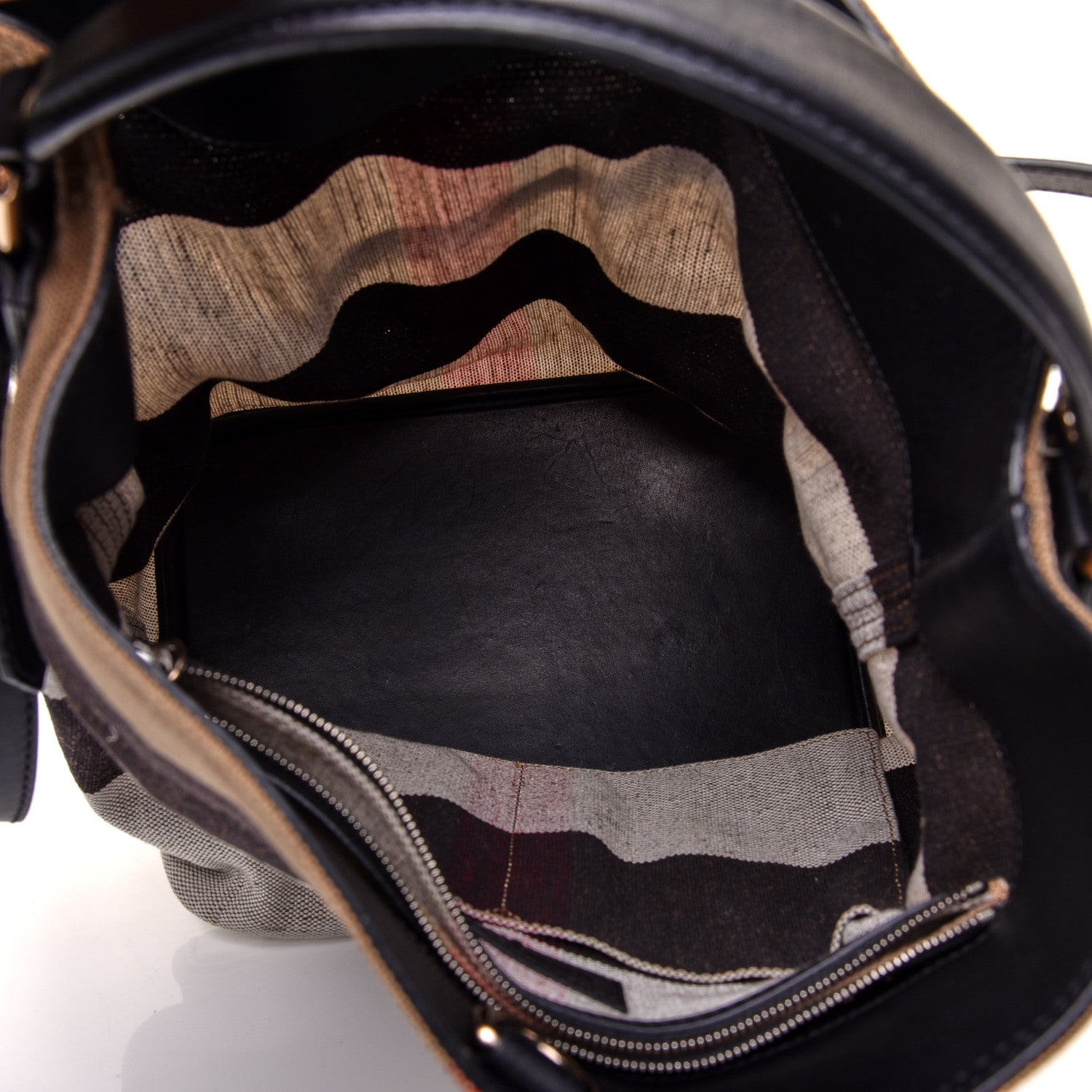 Burberry Canvas Mega Check Medium Ashby Hobo Black 5 of 10